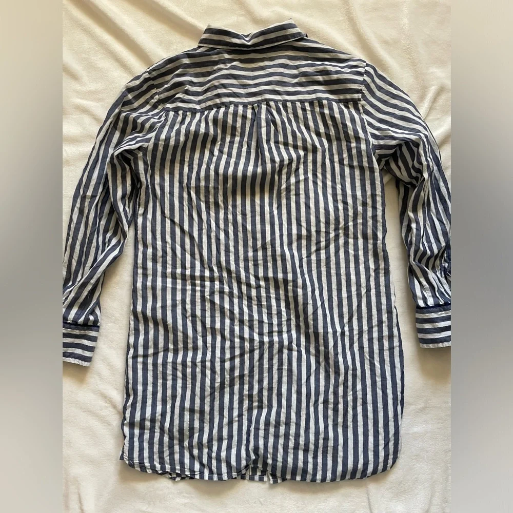 Victoria's Secret‎ Navy and White Sparkle Preppy Button Up Striped Pajama Dress